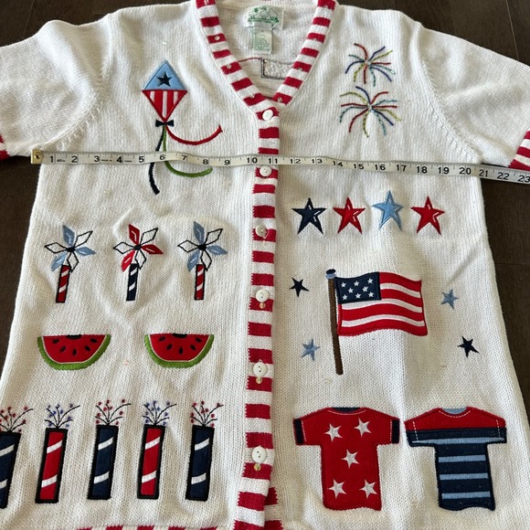The Quaker Factory Vintage 4th of July Ugly Sweater‎ Embroidered Beaded Party 8 - Picture 3 of 6